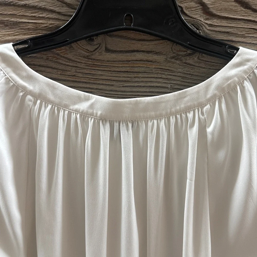 Ann Taylor Ivory Long Sleeve Peasant Top Medium - Picture 9 of 10